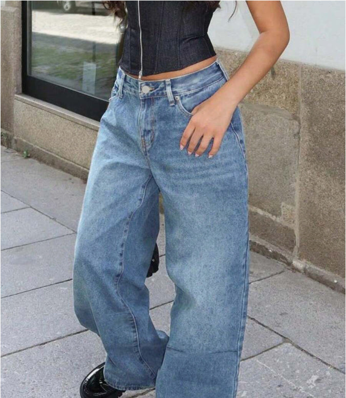 Loose Retro Wide Leg Jeans