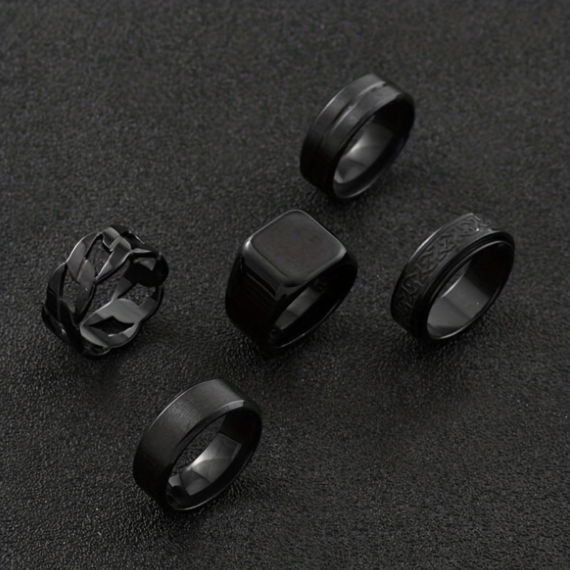 Stainless Steel Ring /Five-piece Set Rotatable /Decompression Ring