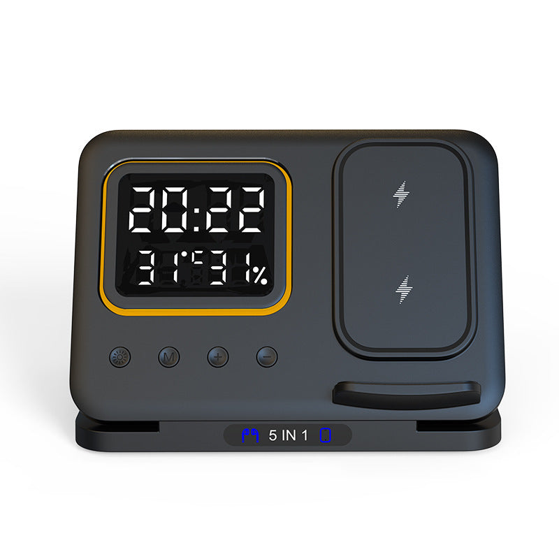Wireless Chargers Stand /5 In1 /LED Digital /Alarm Clock /Fast Charging /Dock Station