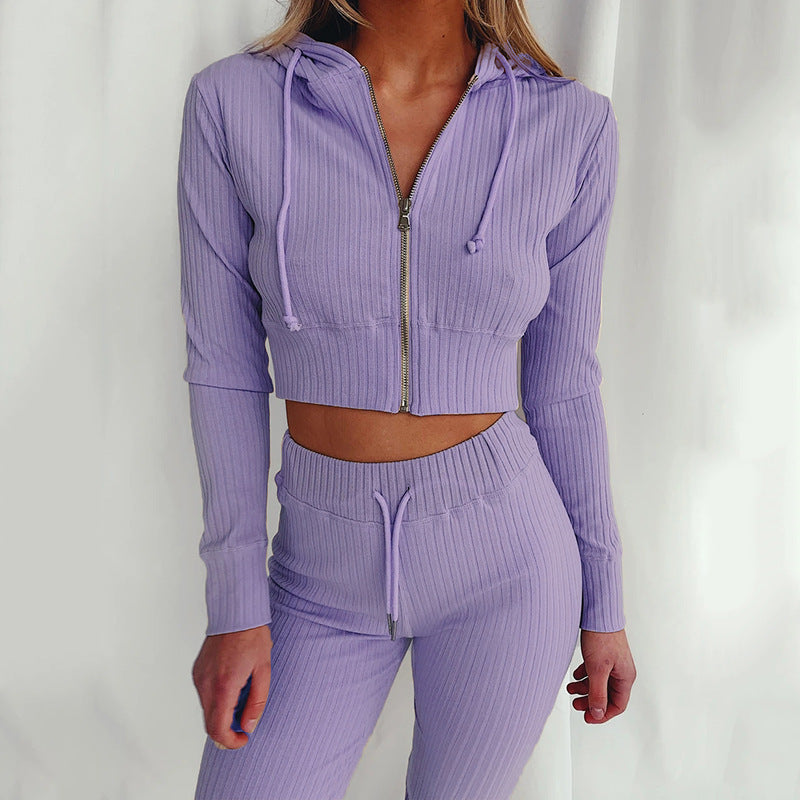 Hooded ,Long Sleeved ,Slim Fit /Sports And Leisure Suit