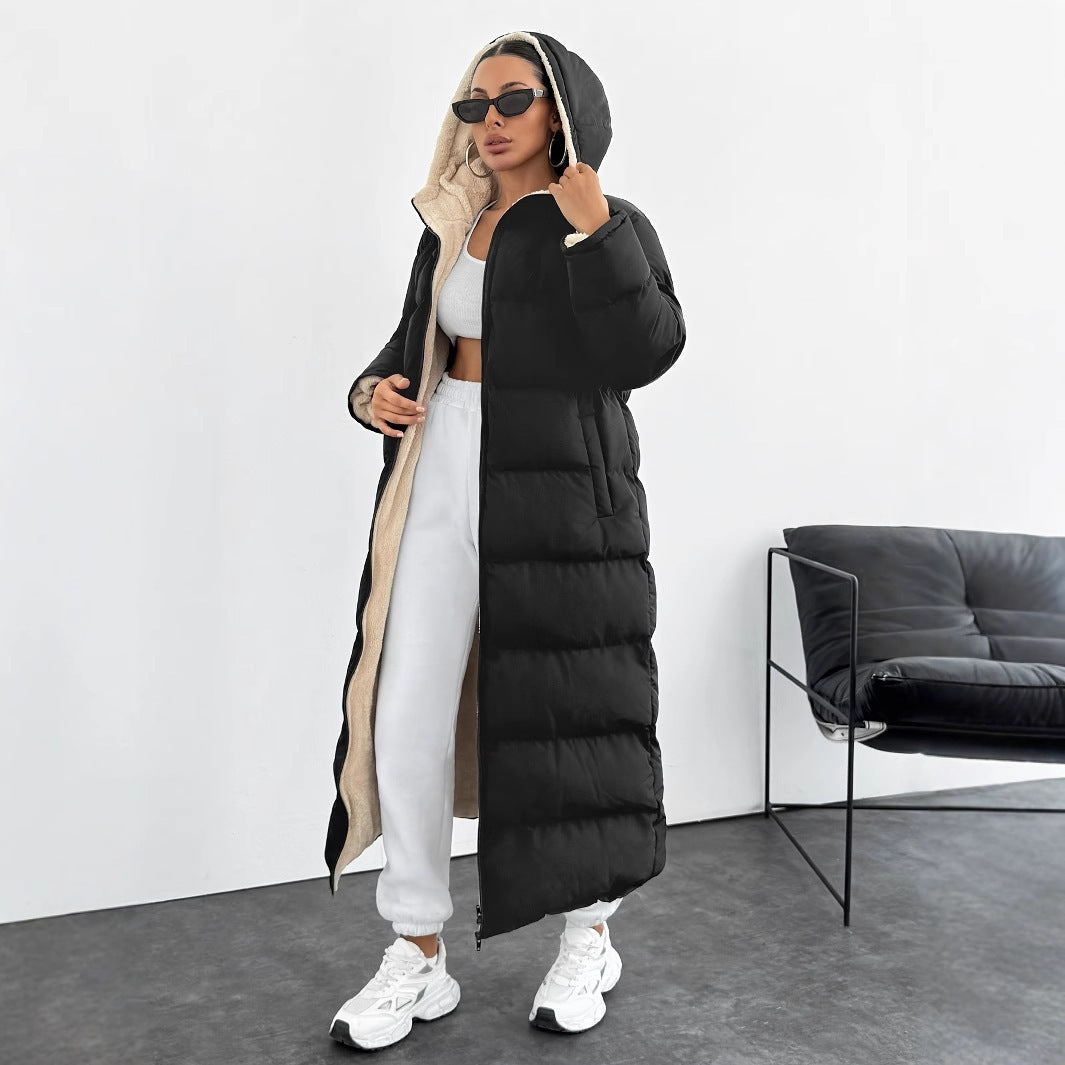 Long Below The Knee Hooded New Leisure Puffer Jacket Coat