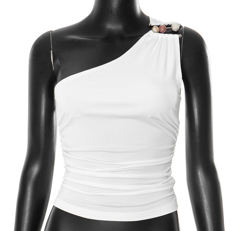 Women's One-shoulder -Cropped Tank Top