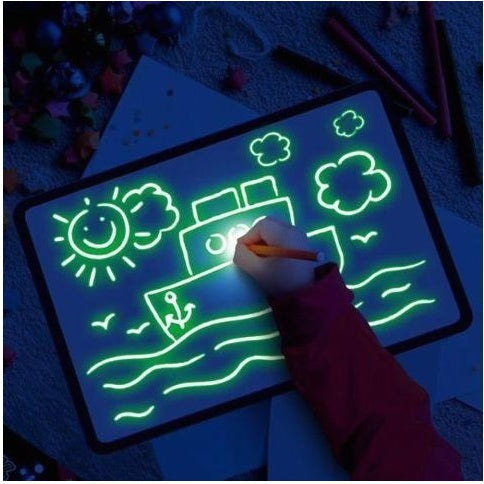 Educational Toy Drawing Pad\ 3D Magic \8 Light Effects Puzzle Board Sketchpad