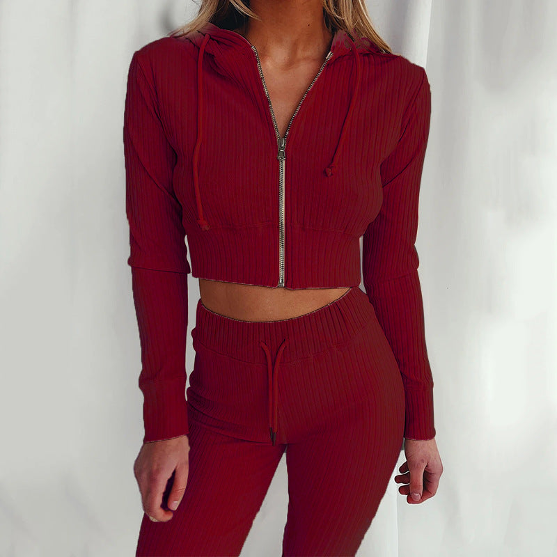 Hooded ,Long Sleeved ,Slim Fit /Sports And Leisure Suit