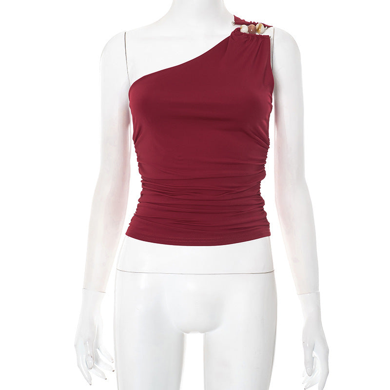 Women's One-shoulder -Cropped Tank Top
