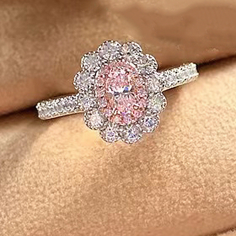 Sterling Silver Oval Diamond /Chic -Fashion -Yellow Diamond Ring All-matching