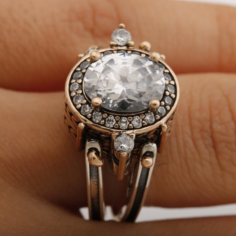 Silver Bi-color Ring Exquisite Fashion