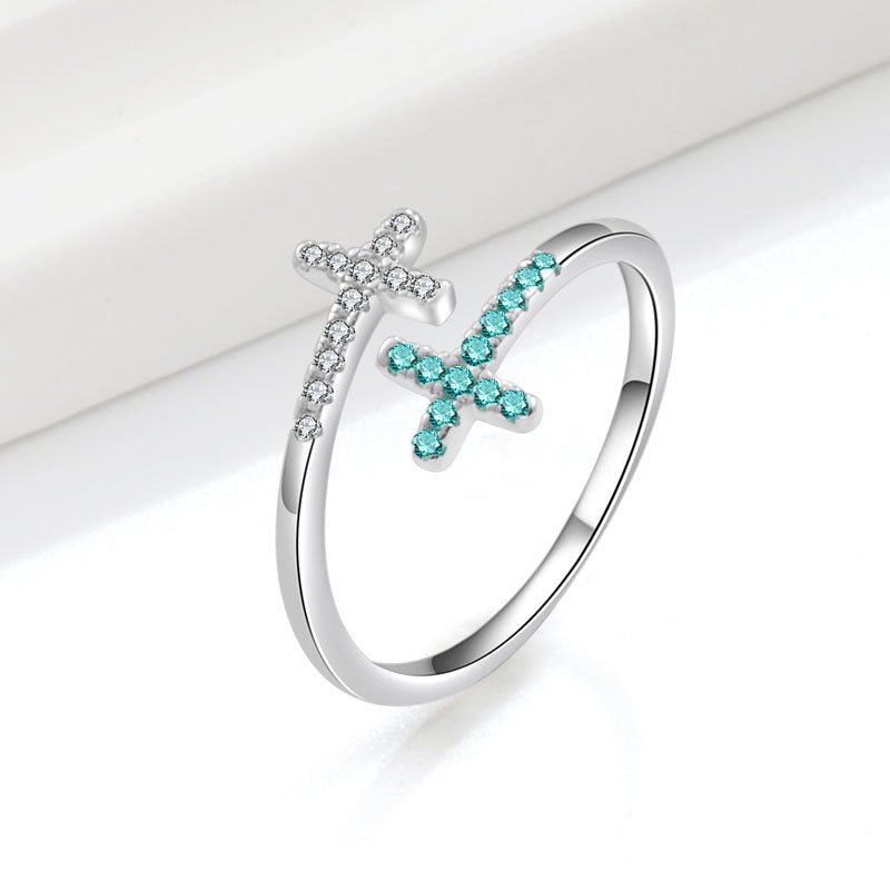 Cross Ring /Open Zircon Ring For Women