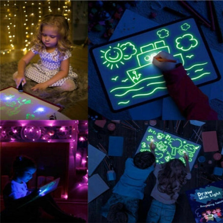 Educational Toy Drawing Pad\ 3D Magic \8 Light Effects Puzzle Board Sketchpad