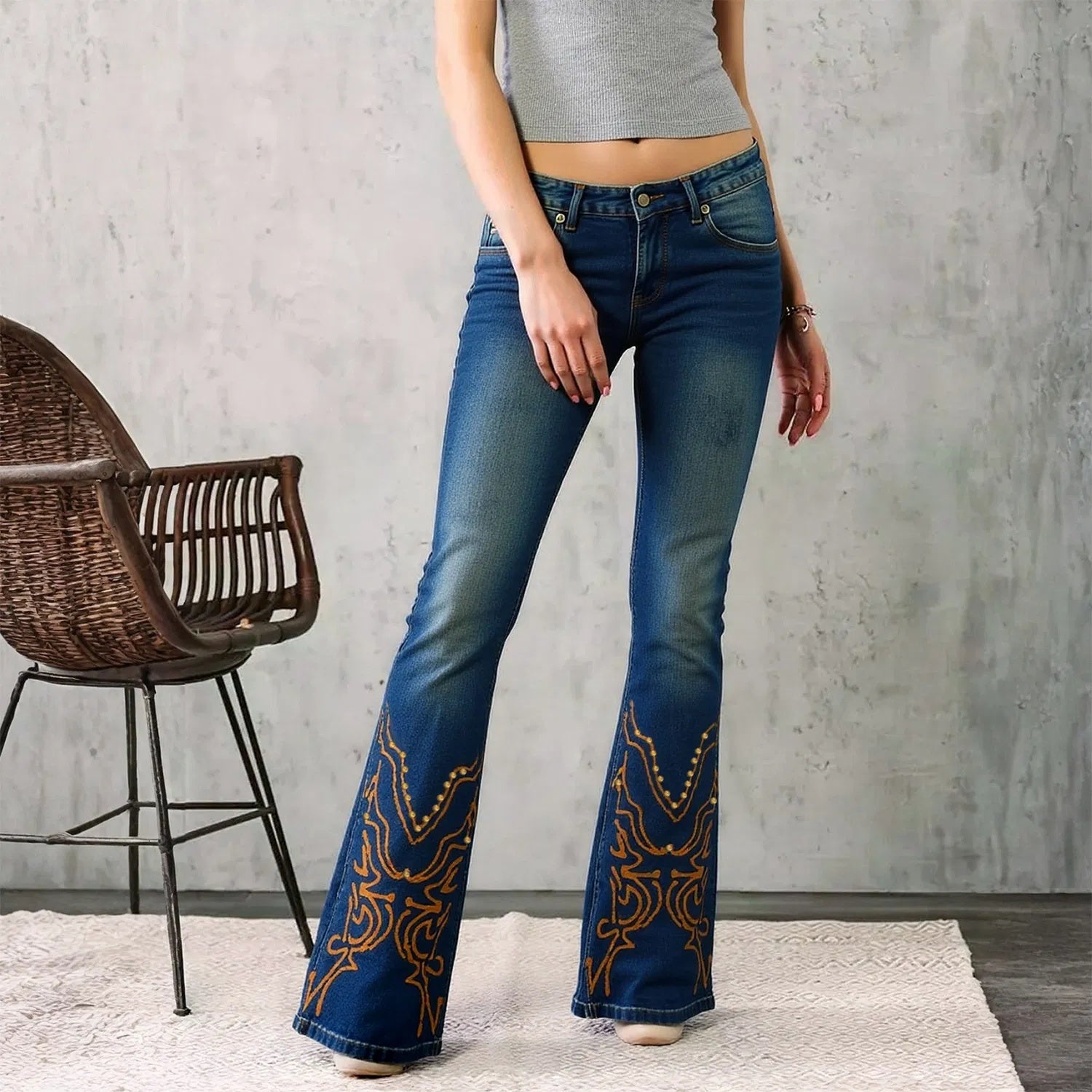 Flare Jeans High Waist -Bootcut Denim 2025 Retro Stretch Pants Vintage -Flared 90s Outfits