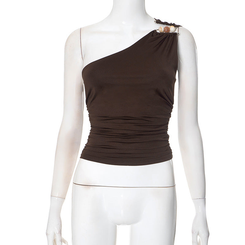 Women's One-shoulder -Cropped Tank Top