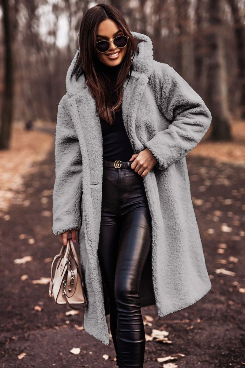 Autumn Long Coat Woman Plush- Outwear Ladies
