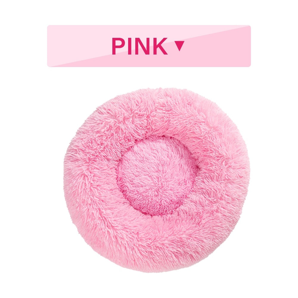 Fluffy Donut Dog -Cats Bed  -Warm ,Soft ,Long Plush ,Pet Cushion - Washable Pet Sofa