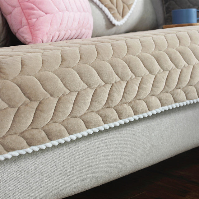 Thicken Plush Quilted Sofa Towel - Anti-slip Couch Covers For Sofa /Warm & Soft