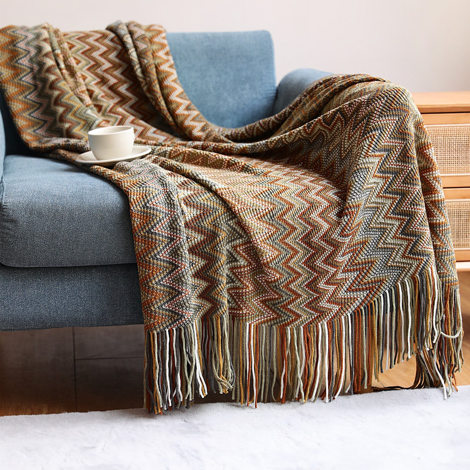 Bohemian Sofa Blanket - Knitting Blanket