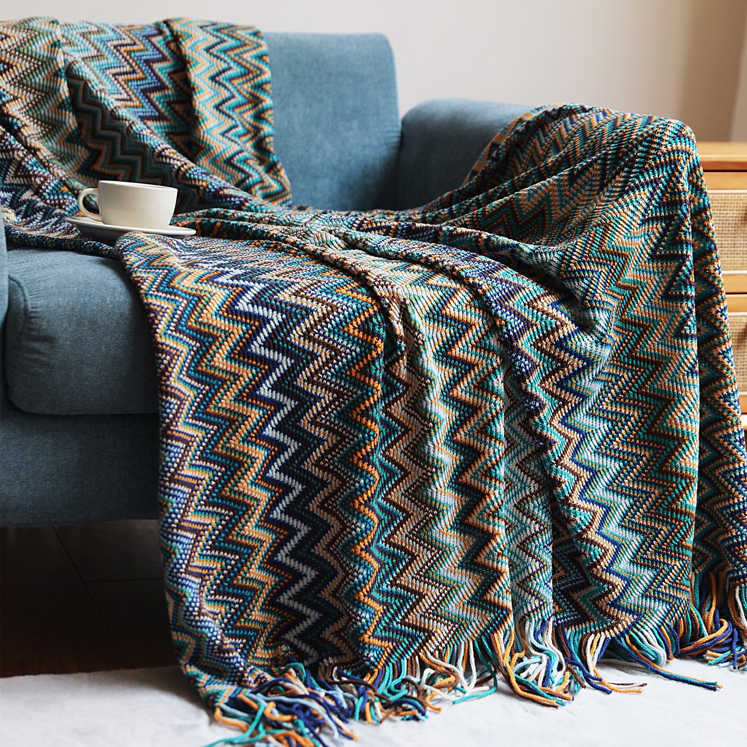 Bohemian Sofa Blanket - Knitting Blanket