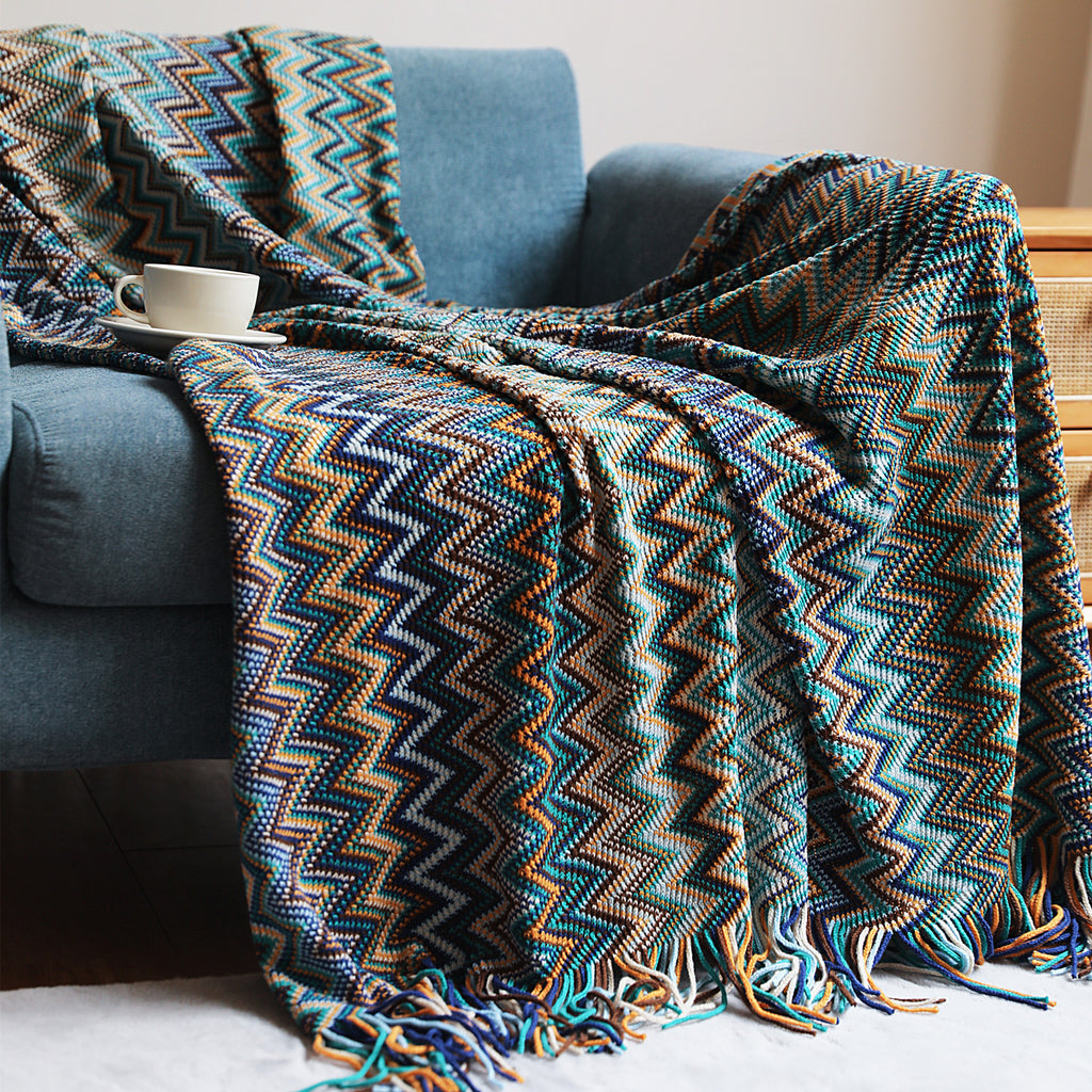 Bohemian Sofa Blanket - Knitting Blanket