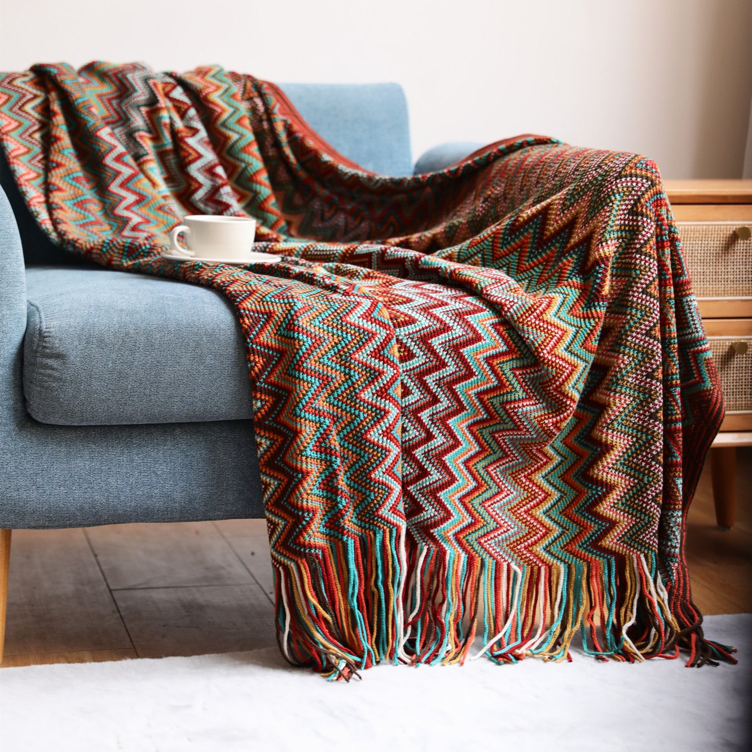Bohemian Sofa Blanket - Knitting Blanket