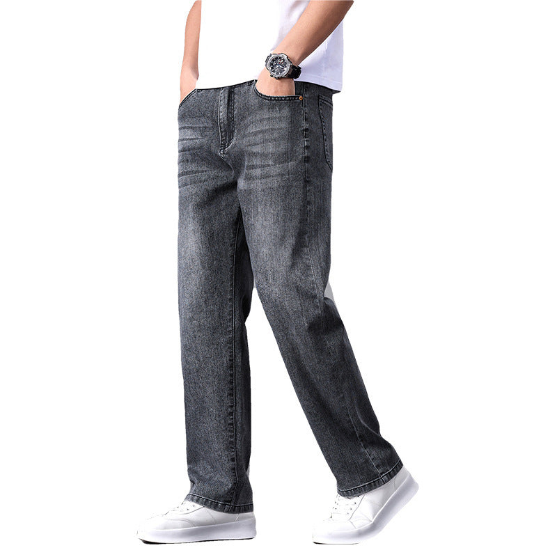 Men's High waist jeans -straight leg pants