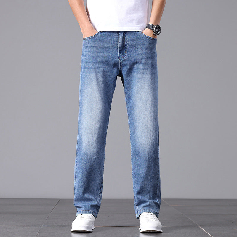 Men's High waist jeans -straight leg pants