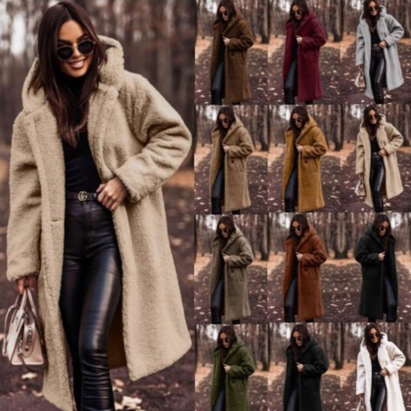 Autumn Long Coat Woman Plush- Outwear Ladies