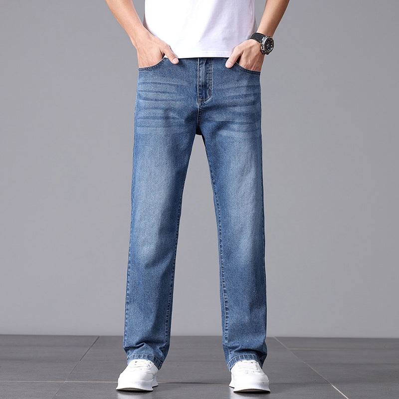 Men's High waist jeans -straight leg pants