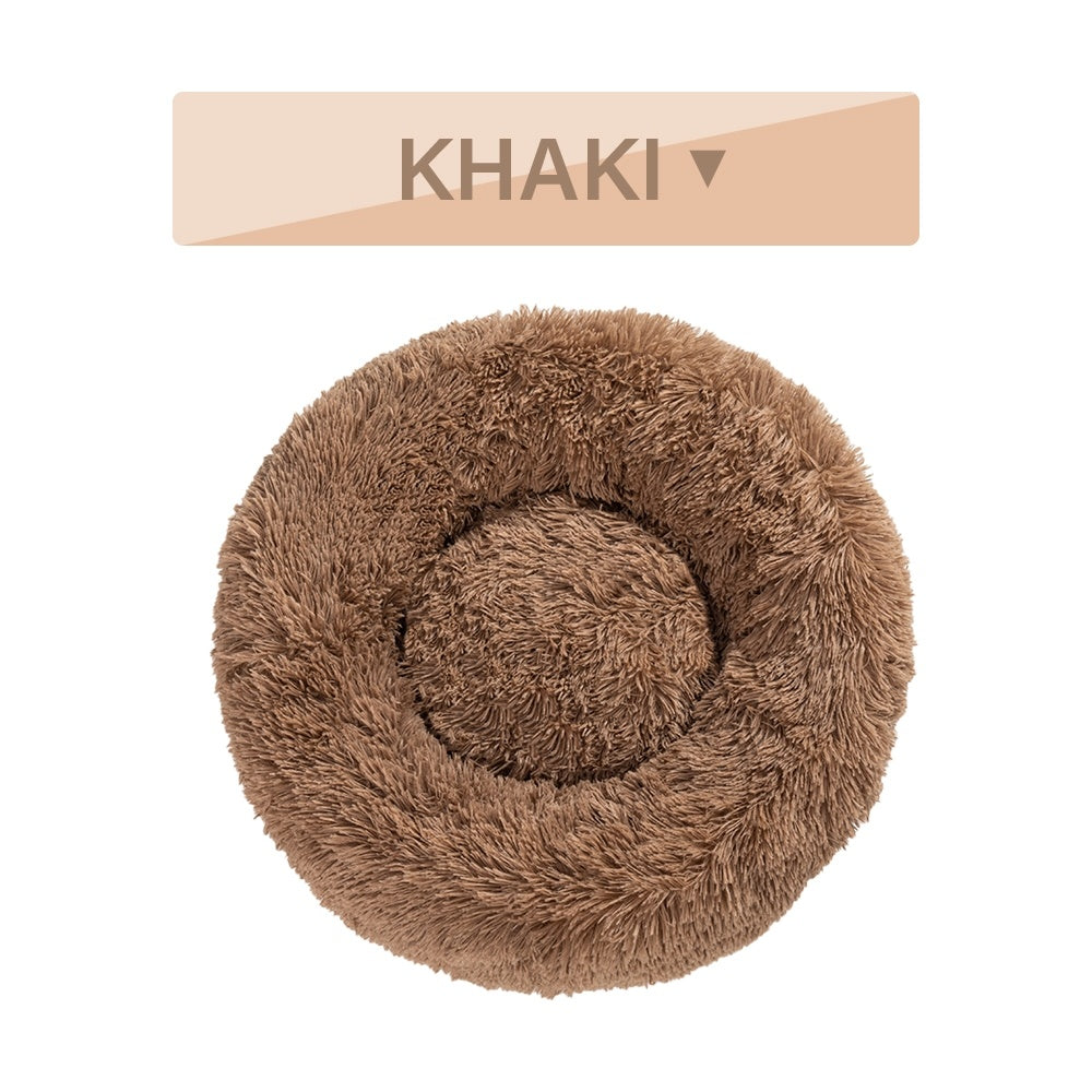 Fluffy Donut Dog -Cats Bed  -Warm ,Soft ,Long Plush ,Pet Cushion - Washable Pet Sofa