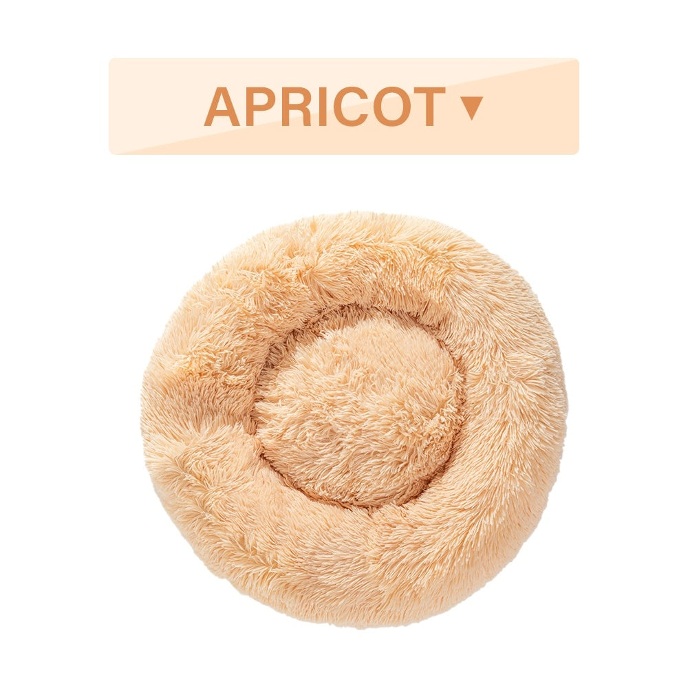 Fluffy Donut Dog -Cats Bed  -Warm ,Soft ,Long Plush ,Pet Cushion - Washable Pet Sofa