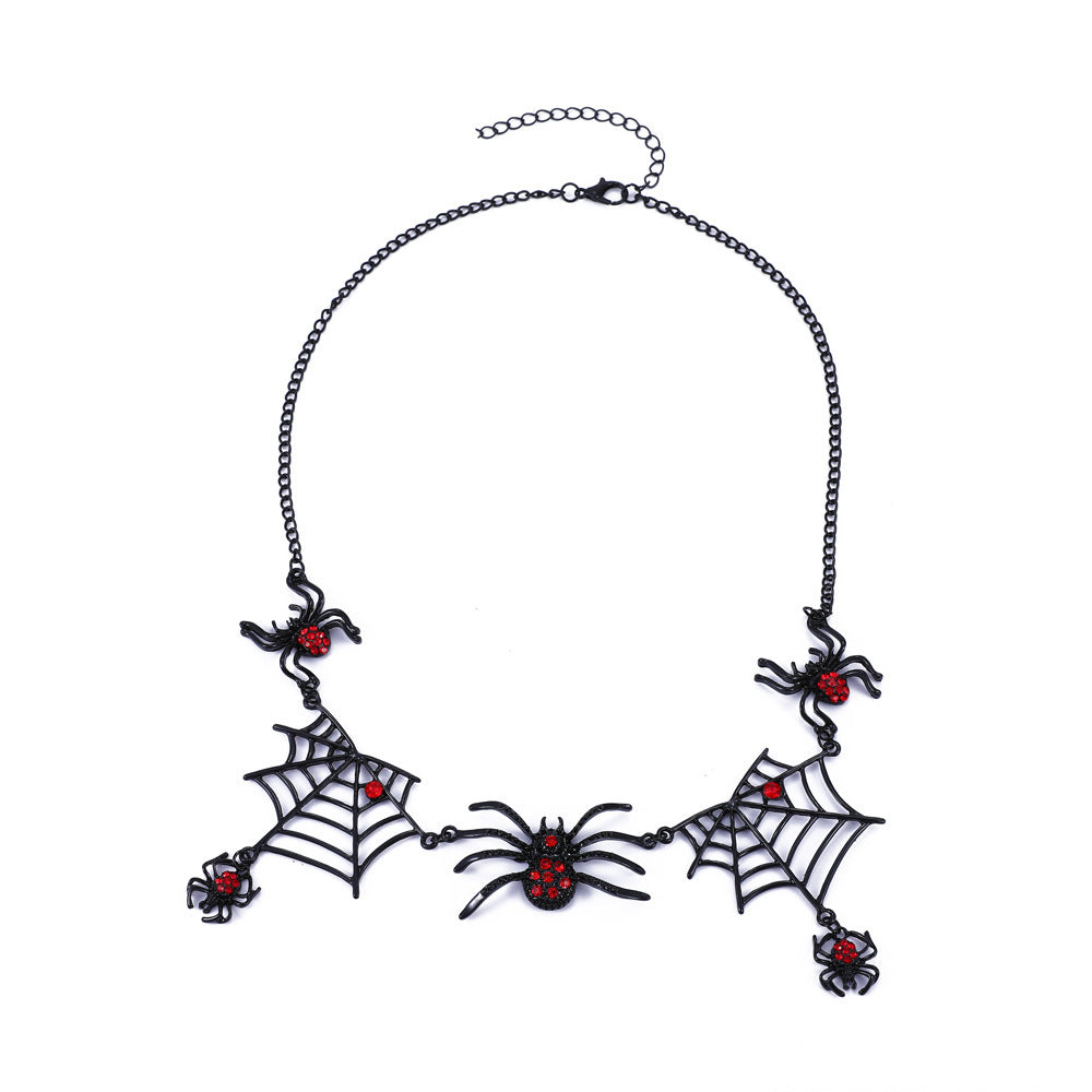 Halloween Spider And Spider Web Necklace -Fashion Jewelry Accessories