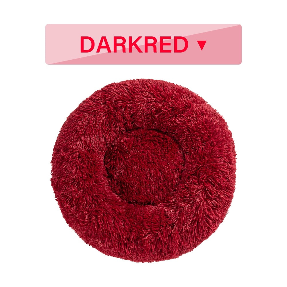 Fluffy Donut Dog -Cats Bed  -Warm ,Soft ,Long Plush ,Pet Cushion - Washable Pet Sofa
