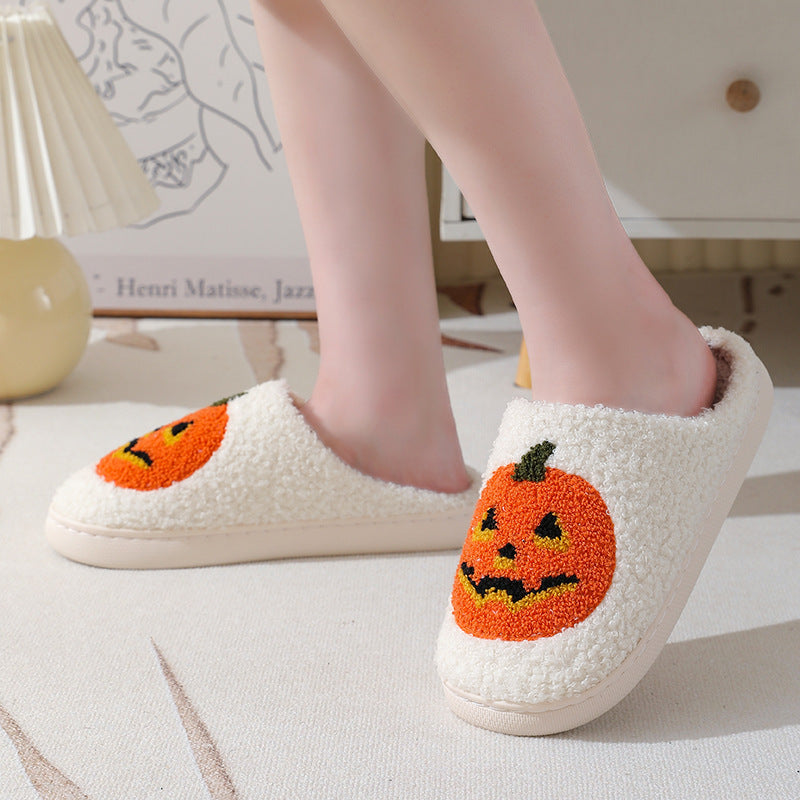 Halloween Pumpkin Cartoon Slippers -Warm Winter Slippers Men And Women \Couples Indoor House Shoes