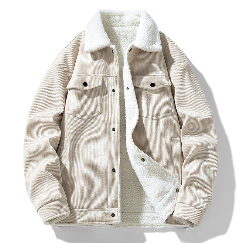 Fashion Fleece-lined Warm Lapel Cotton-padded Coat