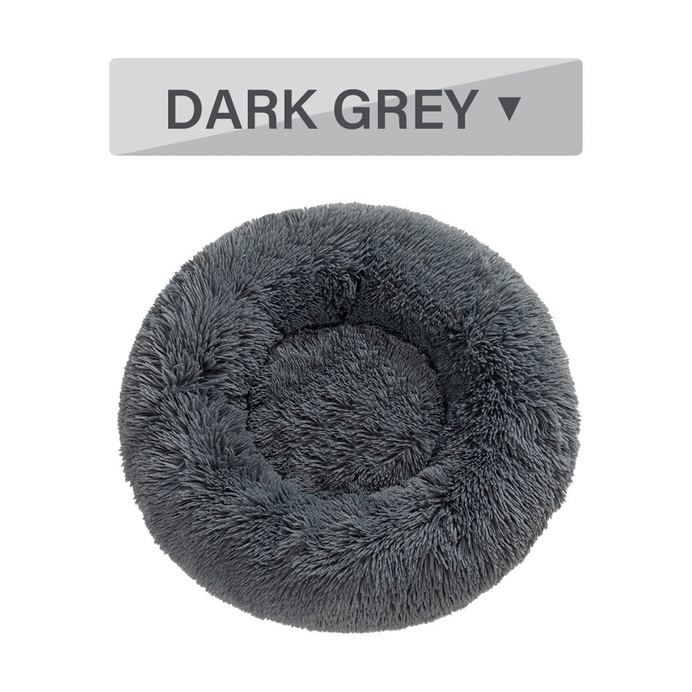 Fluffy Donut Dog -Cats Bed  -Warm ,Soft ,Long Plush ,Pet Cushion - Washable Pet Sofa