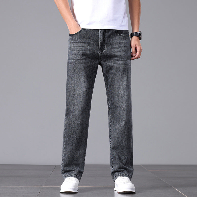 Men's High waist jeans -straight leg pants