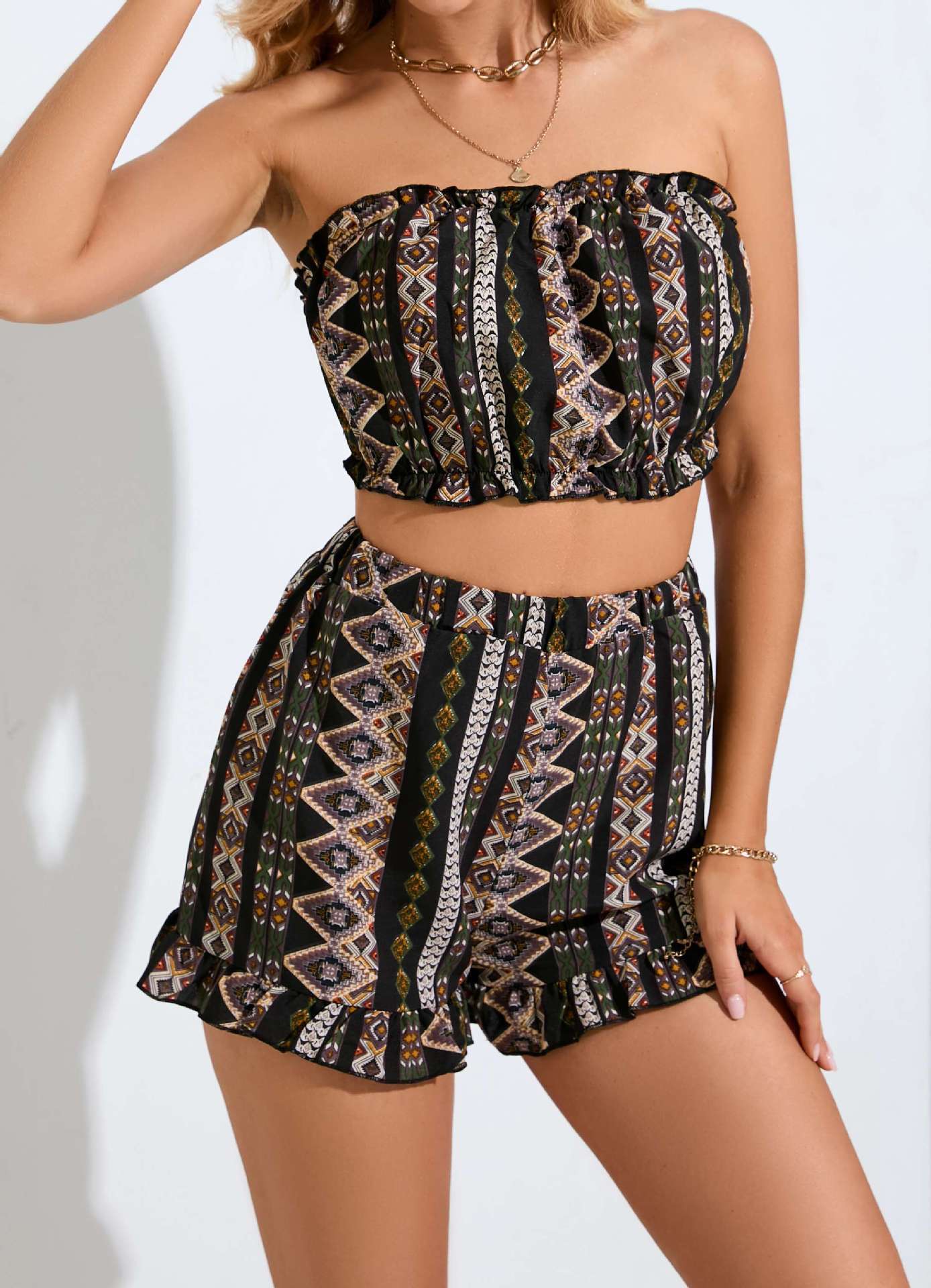 Women's Printed Tube Top - Suit