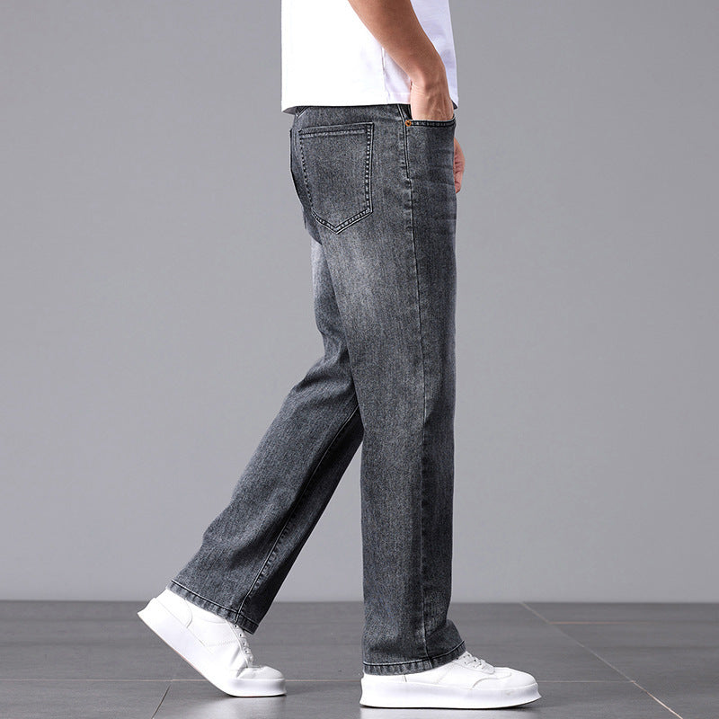 Men's High waist jeans -straight leg pants