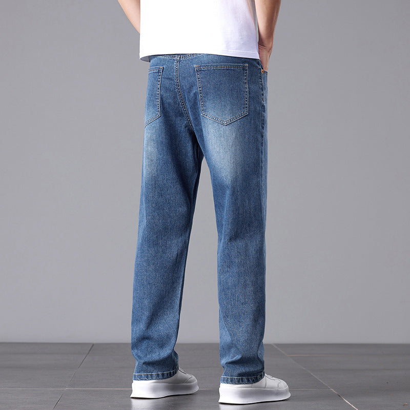 Men's High waist jeans -straight leg pants