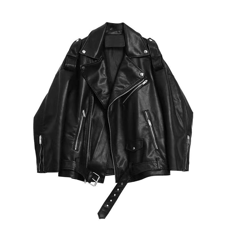 Leather Coat -Loose Motorcycle Jacket