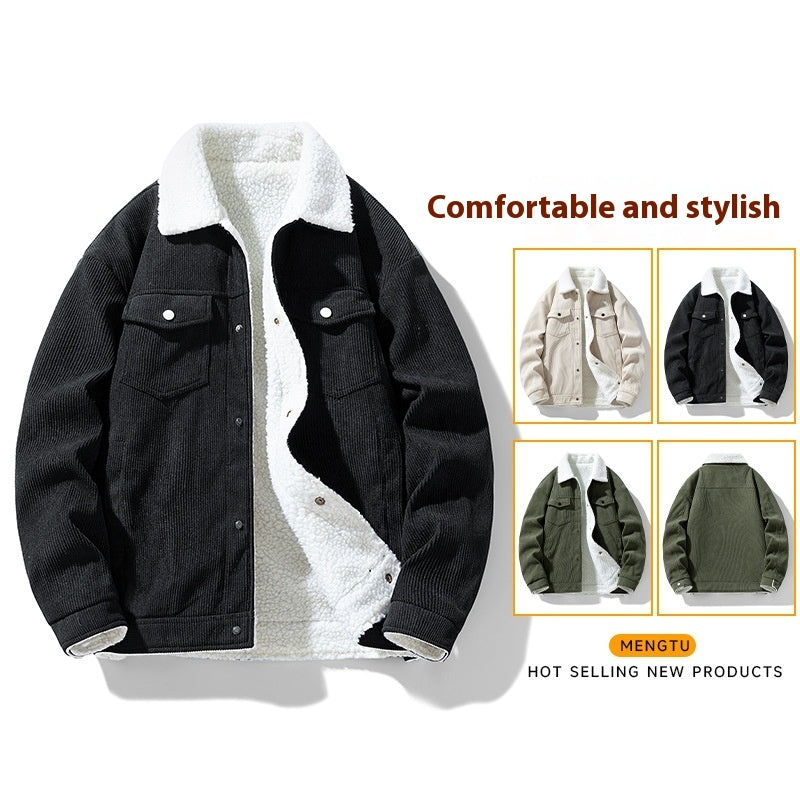 Fashion Fleece-lined Warm Lapel Cotton-padded Coat