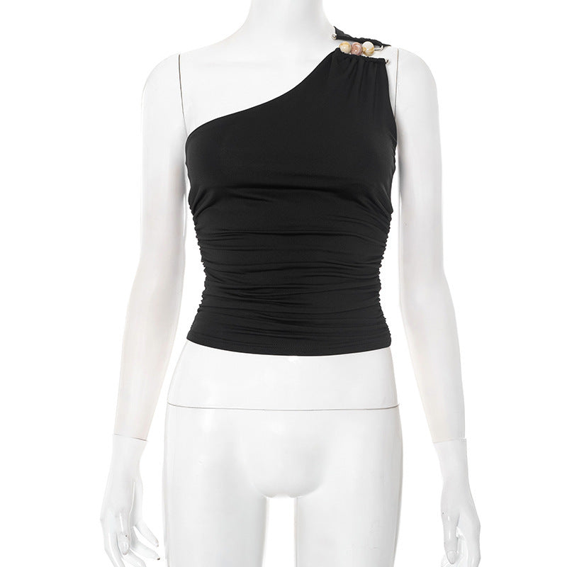 Women's One-shoulder -Cropped Tank Top