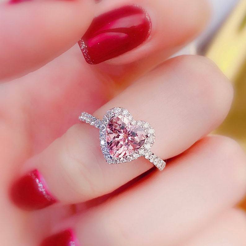 Pink Diamond / Loving Heart Zircon Ring