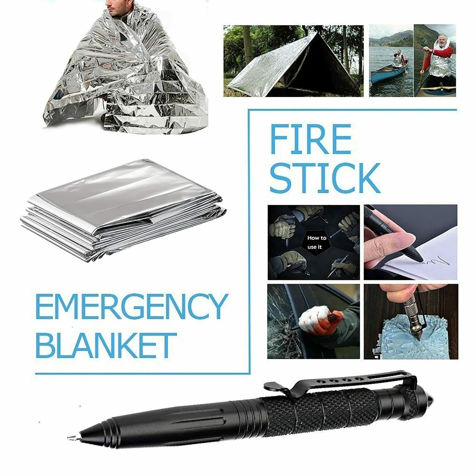 14-In-1 Outdoor Emergency Survival Kit /Camping Hiking Tactical Gear Case Set Box