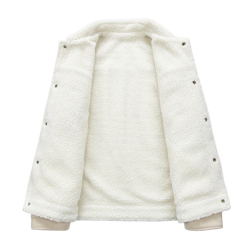 Fashion Fleece-lined Warm Lapel Cotton-padded Coat