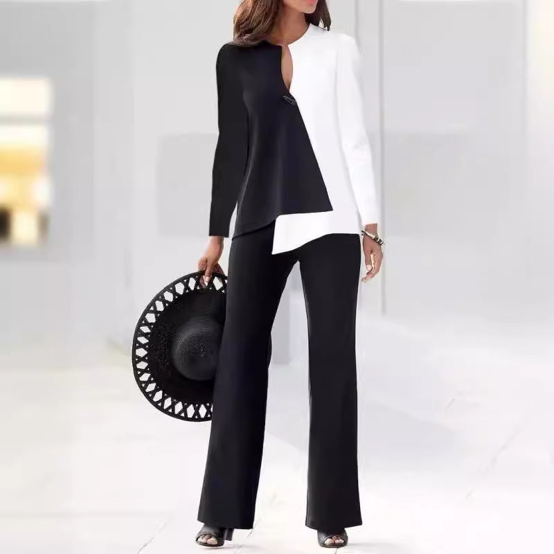 Fashionable Set-Casual Contrasting Loose Pants