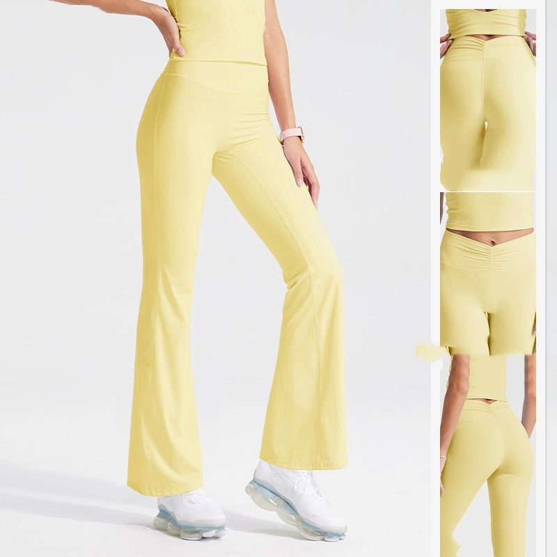 V Waist Yoga Pants Fitness Trousers /High Waist Pleating