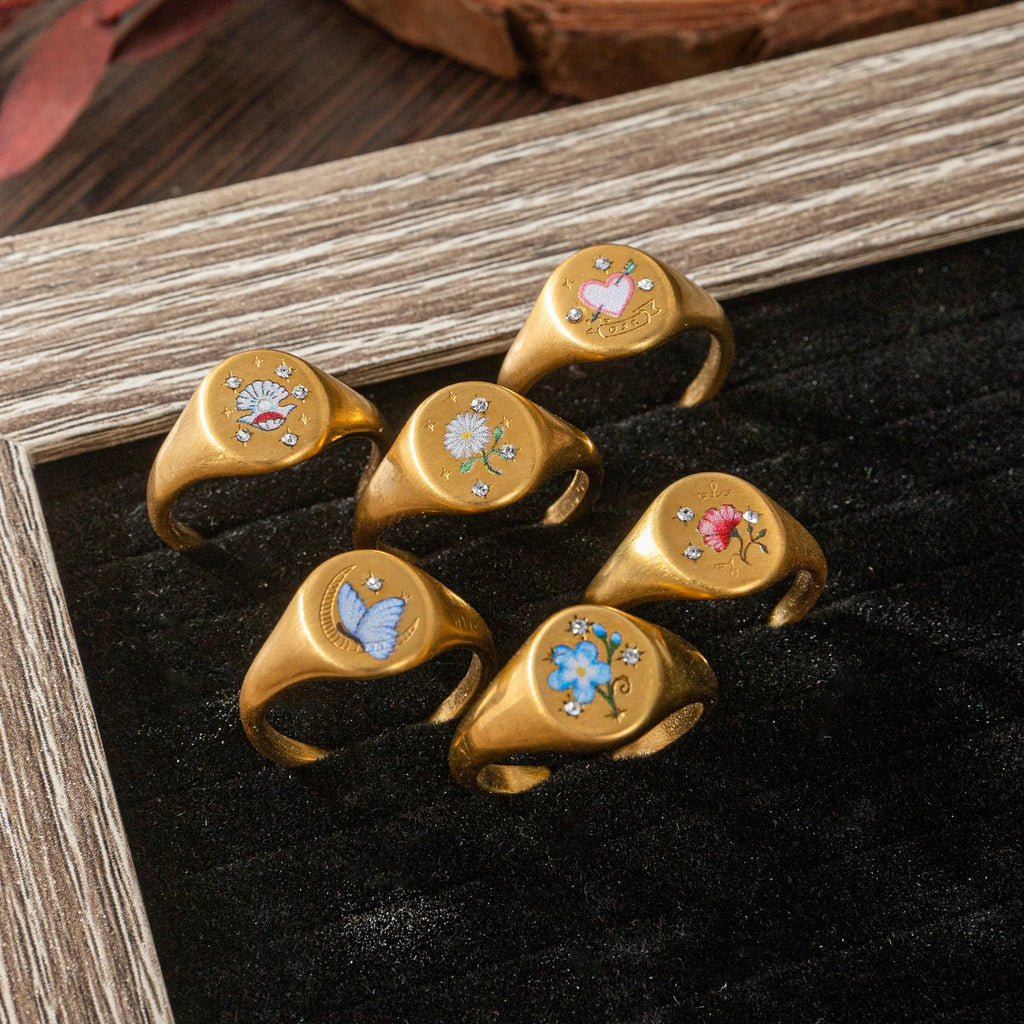 Stainless Steel Light Luxury Painted Ring