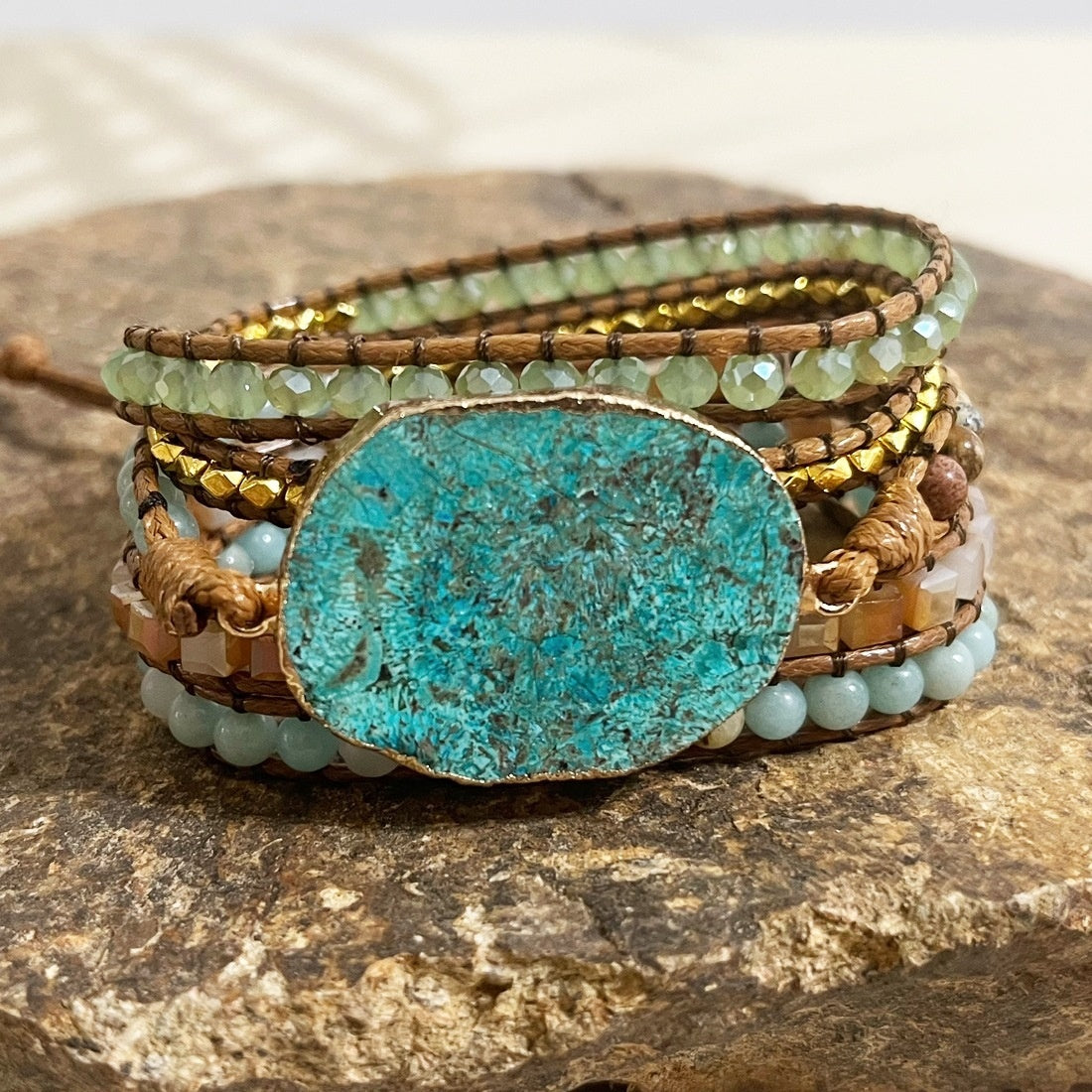 Retro Natural Ocean Stone Multi-layer Winding Bracelet