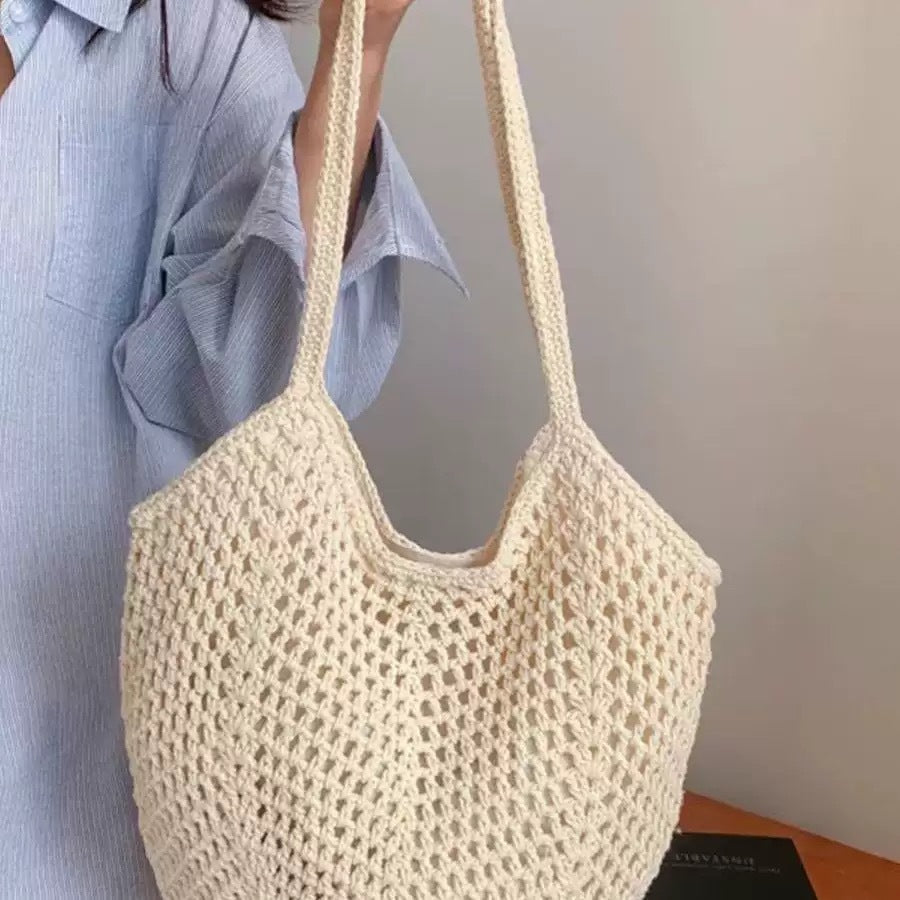 Hand-woven Tote Hollow Holiday Straw- Beach Casual Shoulder Bag