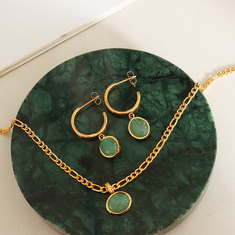 Natural Green Aventurine Pendant Earrings