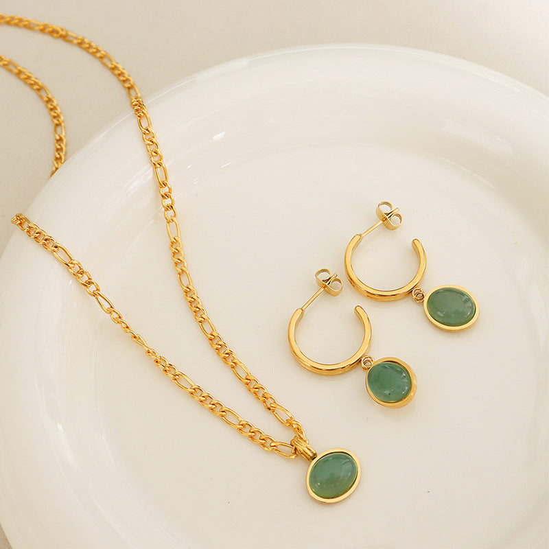 Natural Green Aventurine Pendant Earrings